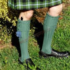 Men's Scottish Kilt Sock Flashes – Plain Green – Kilt Hose Flashes For Highland Wear